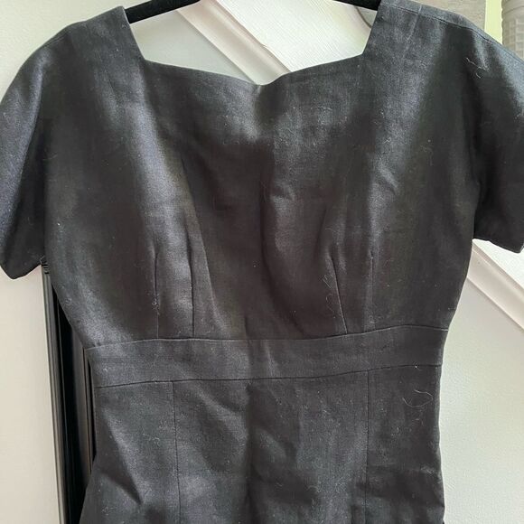 Rickie Freeman for Teri Jon Black Linen Low Bow Back Dress sz 4 EUC - Picture 2 of 6